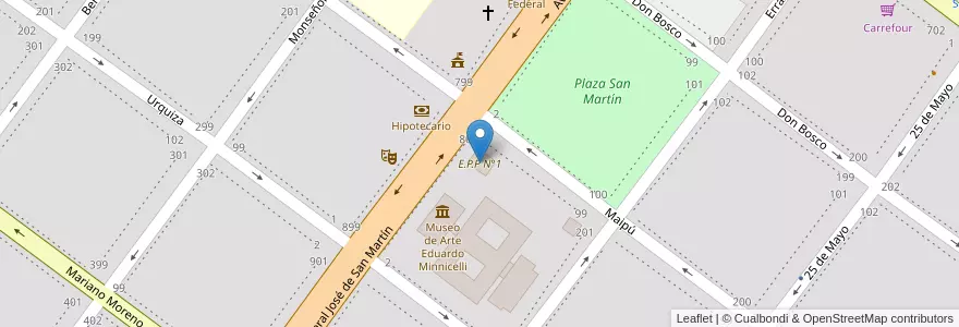 Mapa de ubicacion de E.P.P N°1 en الأرجنتين, تشيلي, محافظة سانتا كروز, Güer Aike, Municipio De Río Gallegos, Río Gallegos.