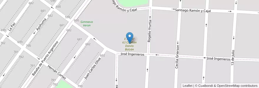 Mapa de ubicacion de E.P.P. Nº 63 Capitán Danilo Bolzán en الأرجنتين, تشيلي, محافظة سانتا كروز, Güer Aike, Municipio De Río Gallegos, Río Gallegos.