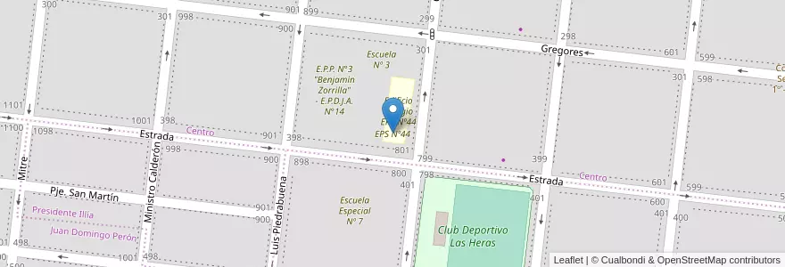 Mapa de ubicacion de EPS Nº44 en Argentinië, Chili, Santa Cruz, Las Heras, Deseado, Las Heras.