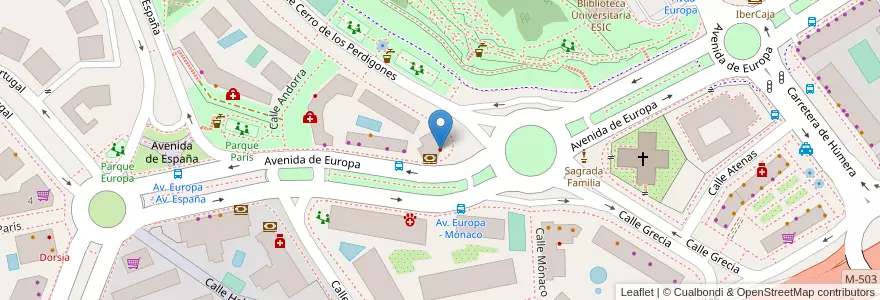 Mapa de ubicacion de Equalia en 스페인, Comunidad De Madrid, Comunidad De Madrid, Área Metropolitana De Madrid Y Corredor Del Henares, Pozuelo De Alarcón.