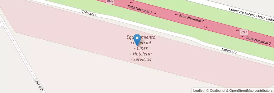 Mapa de ubicacion de Equipamiento comercial - Cines - Hotelería - Servicios en Argentina, Buenos Aires, Partido De Luján.