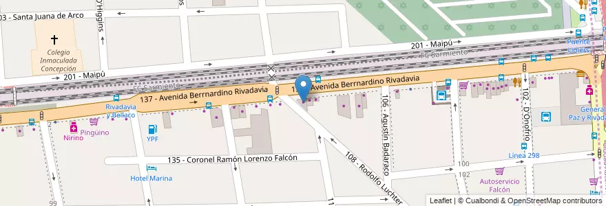 Mapa de ubicacion de Equipamiento Gastronómico en Argentine, Province De Buenos Aires, Partido De Tres De Febrero, Ciudadela.