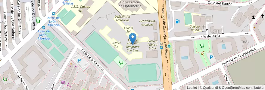 Mapa de ubicacion de Equipo Atención Temprana San Blas en Spain, Community Of Madrid, Community Of Madrid, Área Metropolitana De Madrid Y Corredor Del Henares, Madrid.
