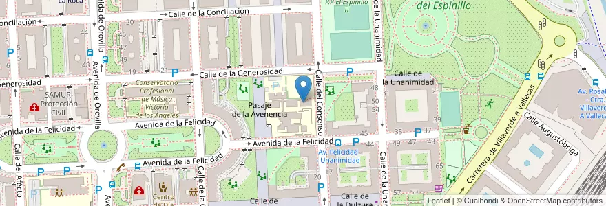 Mapa de ubicacion de Equipo Atención Temprana Villaverde en スペイン, マドリード州, Comunidad De Madrid, Área Metropolitana De Madrid Y Corredor Del Henares, Madrid.