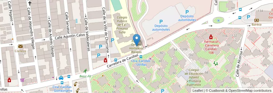Mapa de ubicacion de Equipo General Hortaleza-Barajas en 스페인, Comunidad De Madrid, Comunidad De Madrid, Área Metropolitana De Madrid Y Corredor Del Henares, 마드리드.