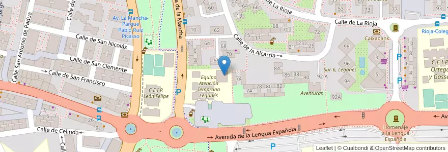 Mapa de ubicacion de Equipo General Leganés en Espanha, Comunidade De Madrid, Comunidade De Madrid, Área Metropolitana De Madrid Y Corredor Del Henares, Leganés.