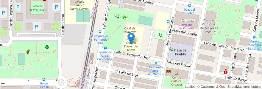 Mapa de ubicacion de Equipo General Villaverde-Usera en 스페인, Comunidad De Madrid, Comunidad De Madrid, Área Metropolitana De Madrid Y Corredor Del Henares, 마드리드.