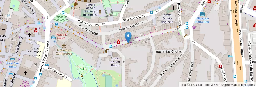 Mapa de ubicacion de Erkan en スペイン, ガリシア州, A Coruña, Santiago, Santiago De Compostela.