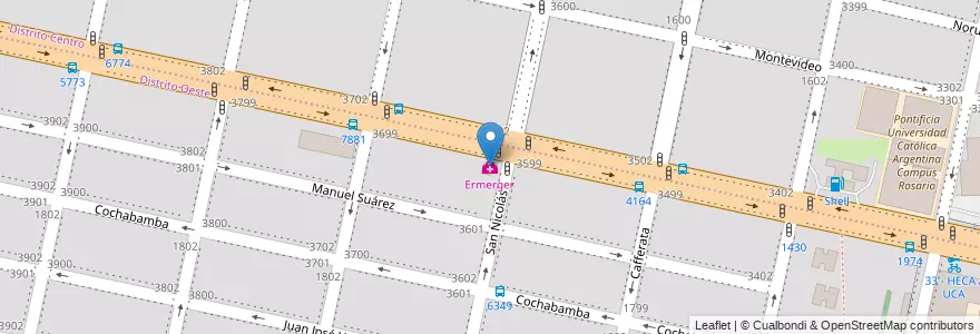 Mapa de ubicacion de Ermerger en Argentinien, Santa Fe, Departamento Rosario, Municipio De Rosario, Rosario.