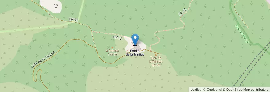 Mapa de ubicacion de Ermita de la Trinitat en 스페인, Garraf, Sitges.