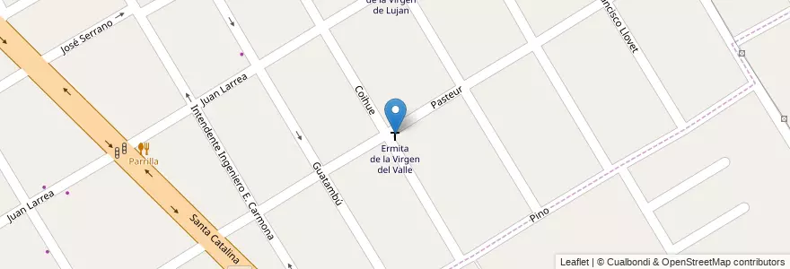 Mapa de ubicacion de Ermita de la Virgen del Valle en アルゼンチン, ブエノスアイレス州, Partido De Almirante Brown, Malvinas Argentinas.