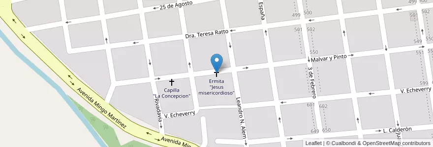 Mapa de ubicacion de Ermita "Jesus misericordioso" en آرژانتین, استان انتره ریوس, Departamento Uruguay, Distrito Molino, Concepción Del Uruguay.