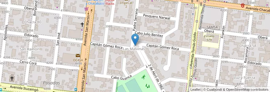 Mapa de ubicacion de Ermita Nuestra Señora de la Merced. en アルゼンチン, ミシオネス州, Departamento Capital, Municipio De Posadas, Posadas.