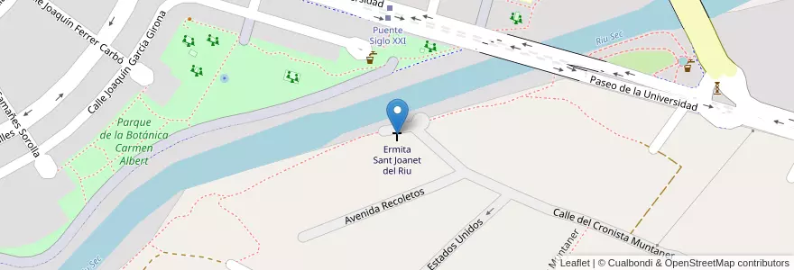 Mapa de ubicacion de Ermita Sant Joanet del Riu en Испания, Валенсия, Кастельон, La Plana Alta, Кастельон-Де-Ла-Плана.
