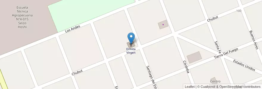 Mapa de ubicacion de Ermita Virgen en Argentine, Chili, Mendoza, Departamento San Rafael, Distrito Real Del Padre.