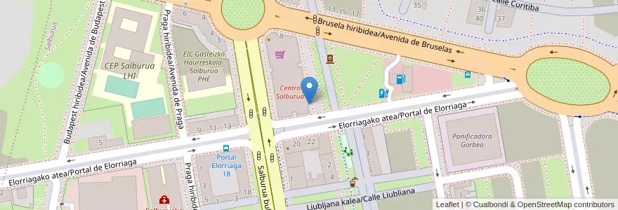 Mapa de ubicacion de Eroski center Salburua en スペイン, バスク州, Araba/Álava, Gasteizko Kuadrilla/Cuadrilla De Vitoria, Vitoria-Gasteiz.