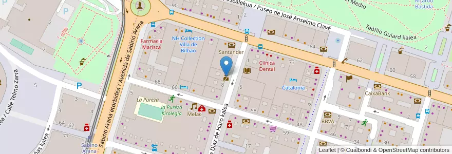 Mapa de ubicacion de Ertzaintza Indautxu en Испания, Страна Басков, Bizkaia, Bilboaldea, Бильбао.