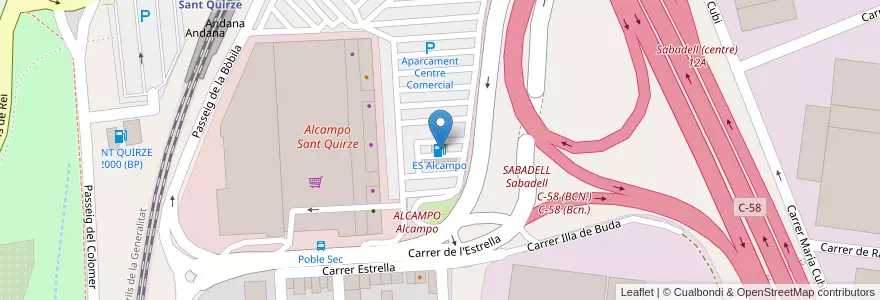 Mapa de ubicacion de ES Alcampo en Испания, Каталония, Барселона, Vallès Occidental, Sant Quirze Del Vallès.
