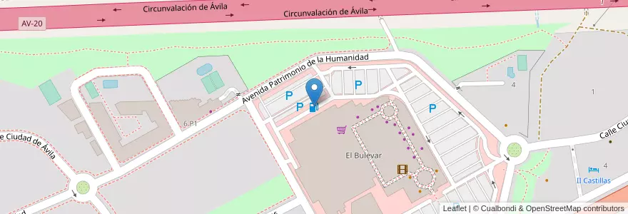 Mapa de ubicacion de E.S. Carrefour Ávila en اسپانیا, Castilla Y León, آبیلا, Valle Amblés Y Sierra De Ávila, آبیلا.