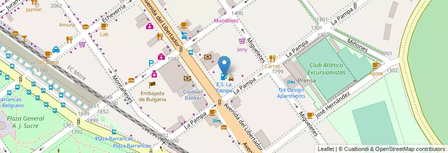 Mapa de ubicacion de E.S. La Pampa, Belgrano en الأرجنتين, Ciudad Autónoma De Buenos Aires, Buenos Aires, Comuna 13.