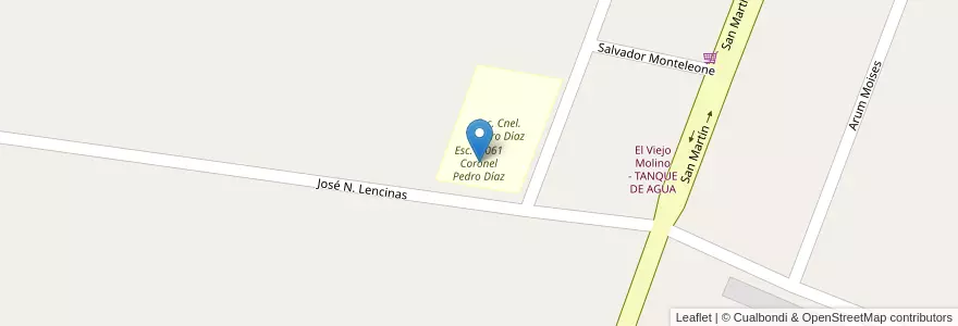 Mapa de ubicacion de Esc. 1-061 Coronel Pedro Díaz en アルゼンチン, チリ, メンドーサ州, Departamento Tunuyán, Distrito Vista Flores.