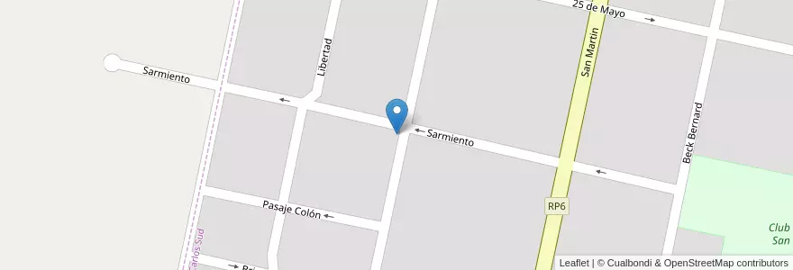 Mapa de ubicacion de Esc 213 Manuel Belgrano en 阿根廷, Santa Fe, Departamento Las Colonias, Municipio De San Carlos Sud, San Carlos Sud.