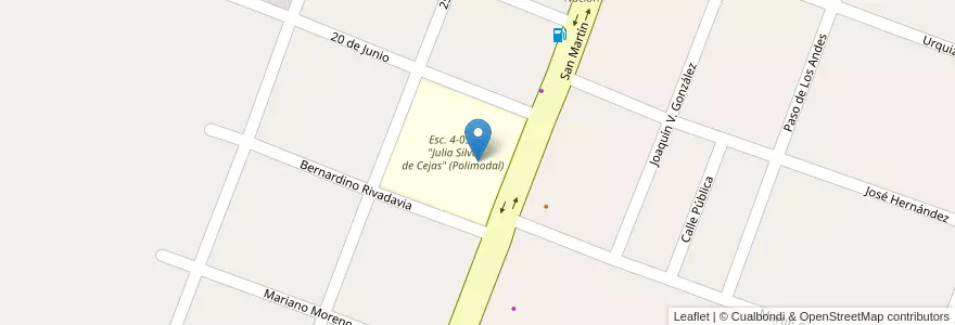 Mapa de ubicacion de Esc. 4-035 "Julia Silva de Cejas" (Polimodal) en Arjantin, Şili, Mendoza, Departamento Tunuyán, Distrito Vista Flores.