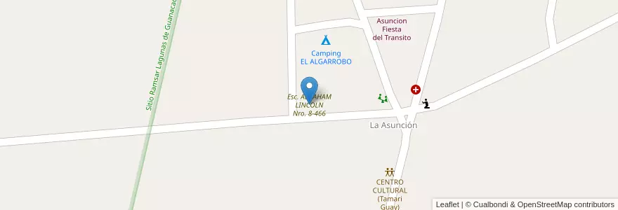 Mapa de ubicacion de Esc. ABRAHAM LINCOLN Nro. 8-466 en Arjantin, Şili, Mendoza, Departamento Lavalle, Distrito La Asunción.