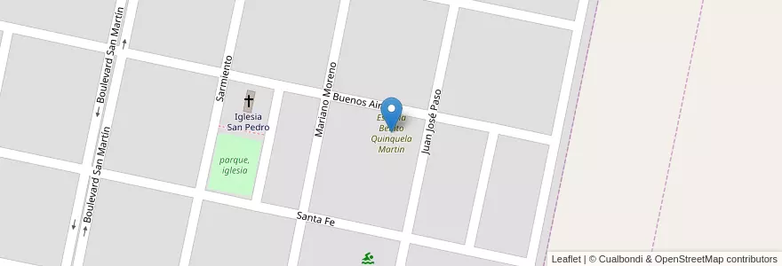Mapa de ubicacion de Esc. Benito Q. Martin en アルゼンチン, コルドバ州, Departamento Unión, Pedanía Litín, Municipio De Chilibroste, Chilibroste.