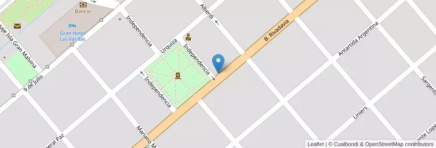 Mapa de ubicacion de Esc. Bernardino Rivadavia en Аргентина, Кордова, Departamento San Justo, Pedanía Sacanta, Municipio De Las Varillas, Las Varillas.