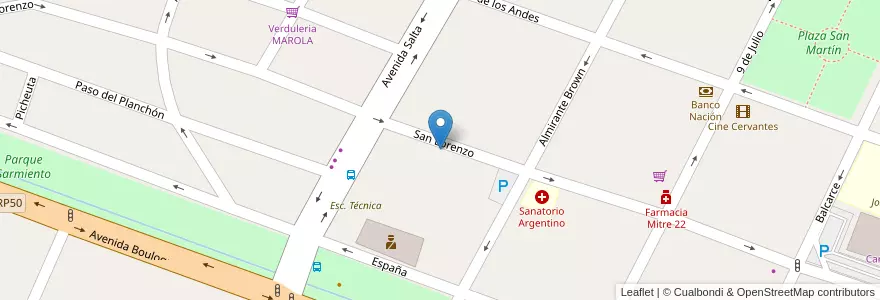 Mapa de ubicacion de Esc. Butera en Argentine, Chili, Mendoza, Departamento San Martín, Distrito Ciudad De San Martín.