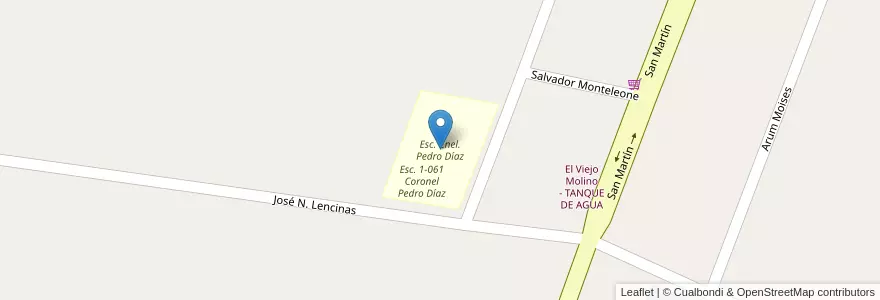 Mapa de ubicacion de Esc. Cnel. Pedro Díaz en 阿根廷, 智利, Mendoza, Departamento Tunuyán, Distrito Vista Flores.