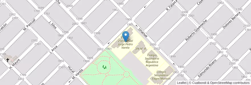 Mapa de ubicacion de Esc. N° 258 Manuel Jorge Pedro Varela en الأرجنتين, La Pampa, Municipio De Santa Rosa, Departamento Capital, Santa Rosa.