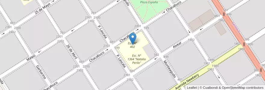 Mapa de ubicacion de Esc. N° 402 en الأرجنتين, سانتا في, Departamento General López, Municipio De Venado Tuerto.