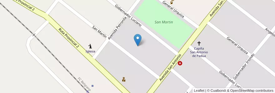 Mapa de ubicacion de Esc. Nº 6152 Antonio Saralegui en Аргентина, Санта-Фе, Departamento San Cristóbal, Municipio De Villa Saralegui, Villa Saralegui.