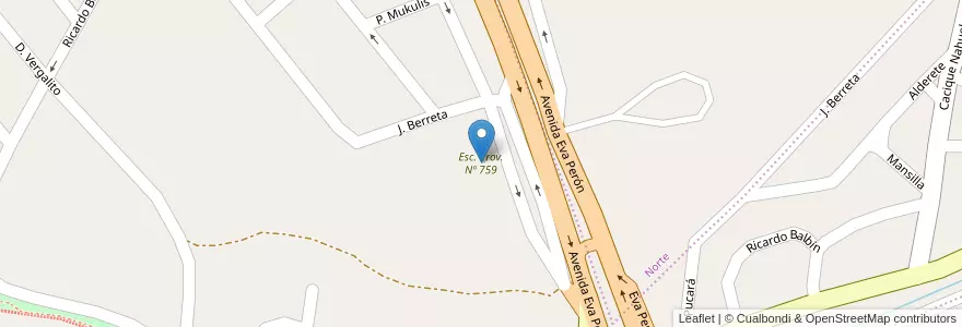 Mapa de ubicacion de Esc. Prov. Nº 759 en Argentinien, Chubut, Trelew, Departamento Rawson.
