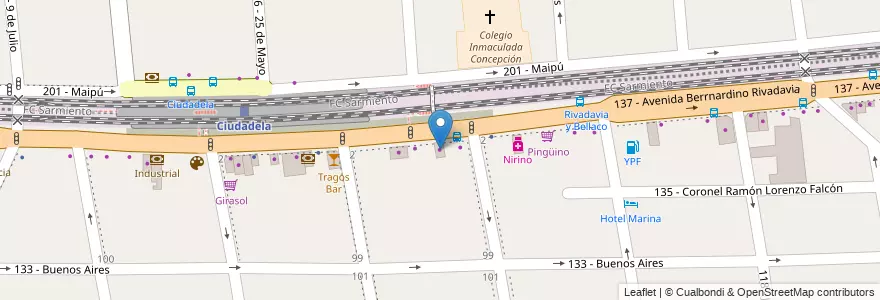 Mapa de ubicacion de Escapessivas en 아르헨티나, 부에노스아이레스주, Partido De Tres De Febrero, Ciudadela.