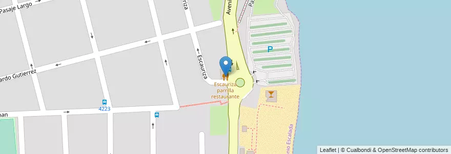 Mapa de ubicacion de Escauriza parrilla restaurante en アルゼンチン, サンタフェ州, Departamento Rosario, Municipio De Rosario.
