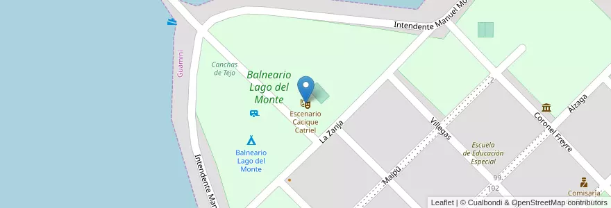 Mapa de ubicacion de Escenario Cacique Catriel en Argentinië, Buenos Aires, Partido De Guaminí, Guaminí.