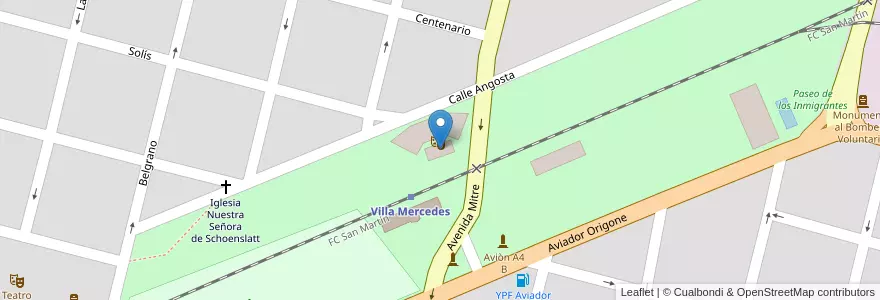 Mapa de ubicacion de Escenario de la Calle Angosta en アルゼンチン, サンルイス州, General Pedernera, Villa Mercedes, Municipio De Villa Mercedes.