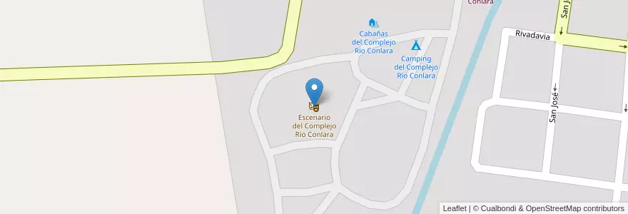 Mapa de ubicacion de Escenario del Complejo Río Conlara en 아르헨티나, San Luis, Junín, Municipio De Santa Rosa Del Conlara.