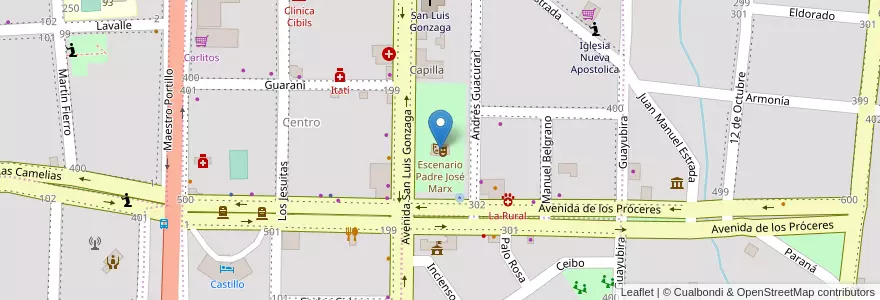 Mapa de ubicacion de Escenario Padre José Marx en アルゼンチン, ミシオネス州, Departamento Libertador General San Martín, Municipio De Capioví, Capioví.