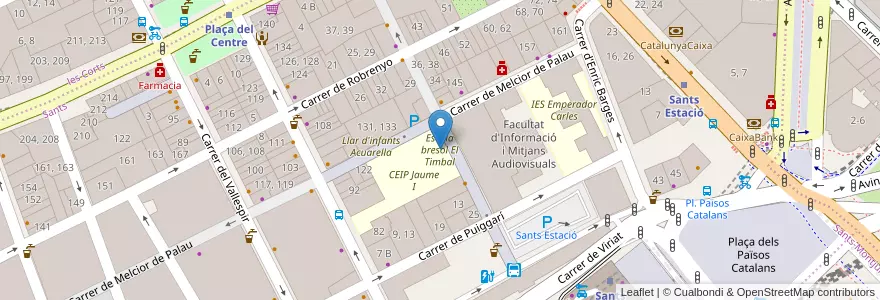 Mapa de ubicacion de Escola bresol El Timbal en Espagne, Catalogne, Barcelone, Barcelonais, Barcelone.