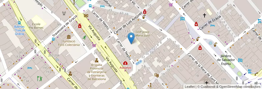 Mapa de ubicacion de Escola Bressol Caspolino en 스페인, Catalunya, Barcelona, Barcelonès, 바르셀로나.