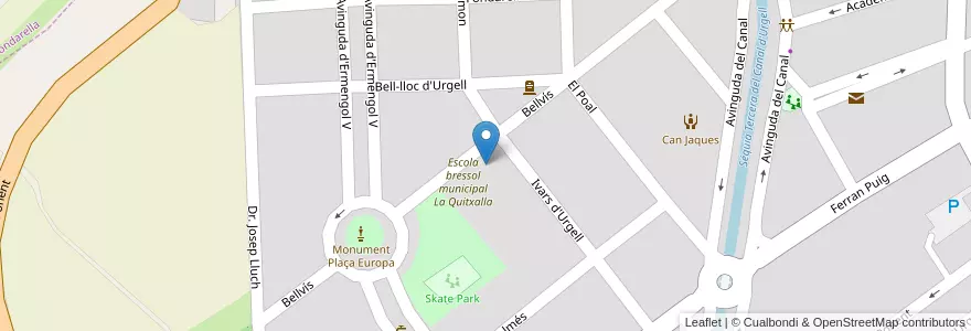 Mapa de ubicacion de Escola bressol municipal El Parasol en Spagna, Catalunya, Lleida, Pla D'Urgell, Mollerussa.