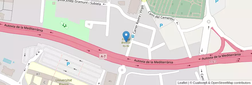 Mapa de ubicacion de Escola Bressol Yo-Ni en İspanya, Catalunya, Tarragona, Tarragonès, Tarragona.