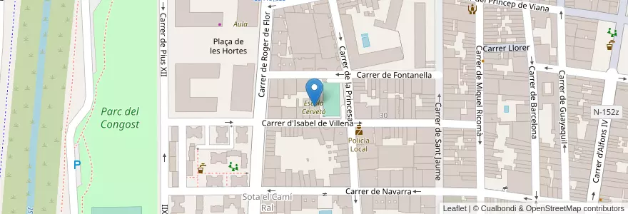 Mapa de ubicacion de Escola Cervetó en スペイン, カタルーニャ州, Barcelona, バリェス・オリエンタル, Granollers.
