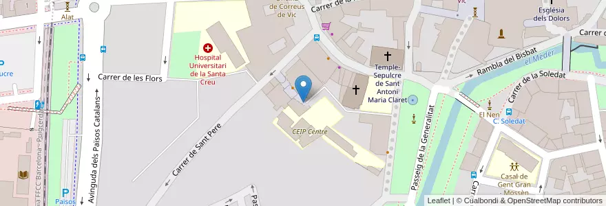 Mapa de ubicacion de Escola d'Adults Miquel Martí i Pol en España, Catalunya, Barcelona, Osona, Vic.
