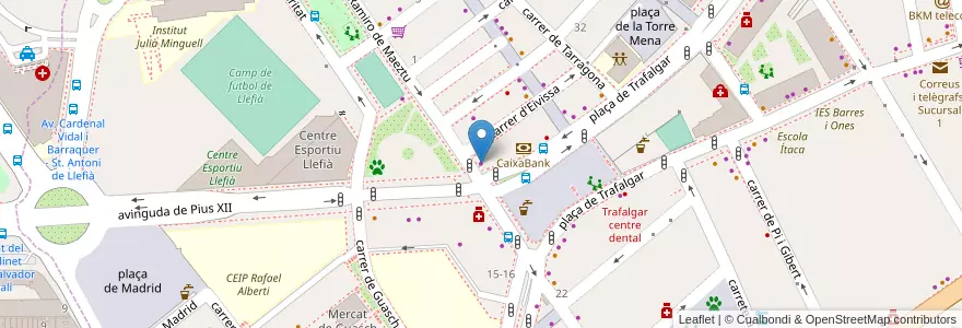Mapa de ubicacion de Escola de formació del Taxi de Badalona en スペイン, カタルーニャ州, Barcelona, バルサルネス, Badalona.