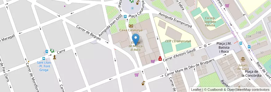 Mapa de ubicacion de Escola de Música El Racó en 西班牙, Catalunya, Barcelona, Baix Llobregat.